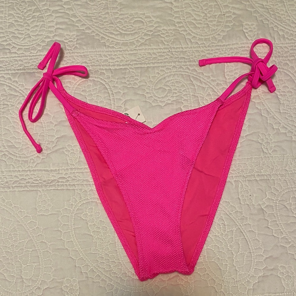 aerie Hot Pink Tie-Side women ' Swim Bottom size medium